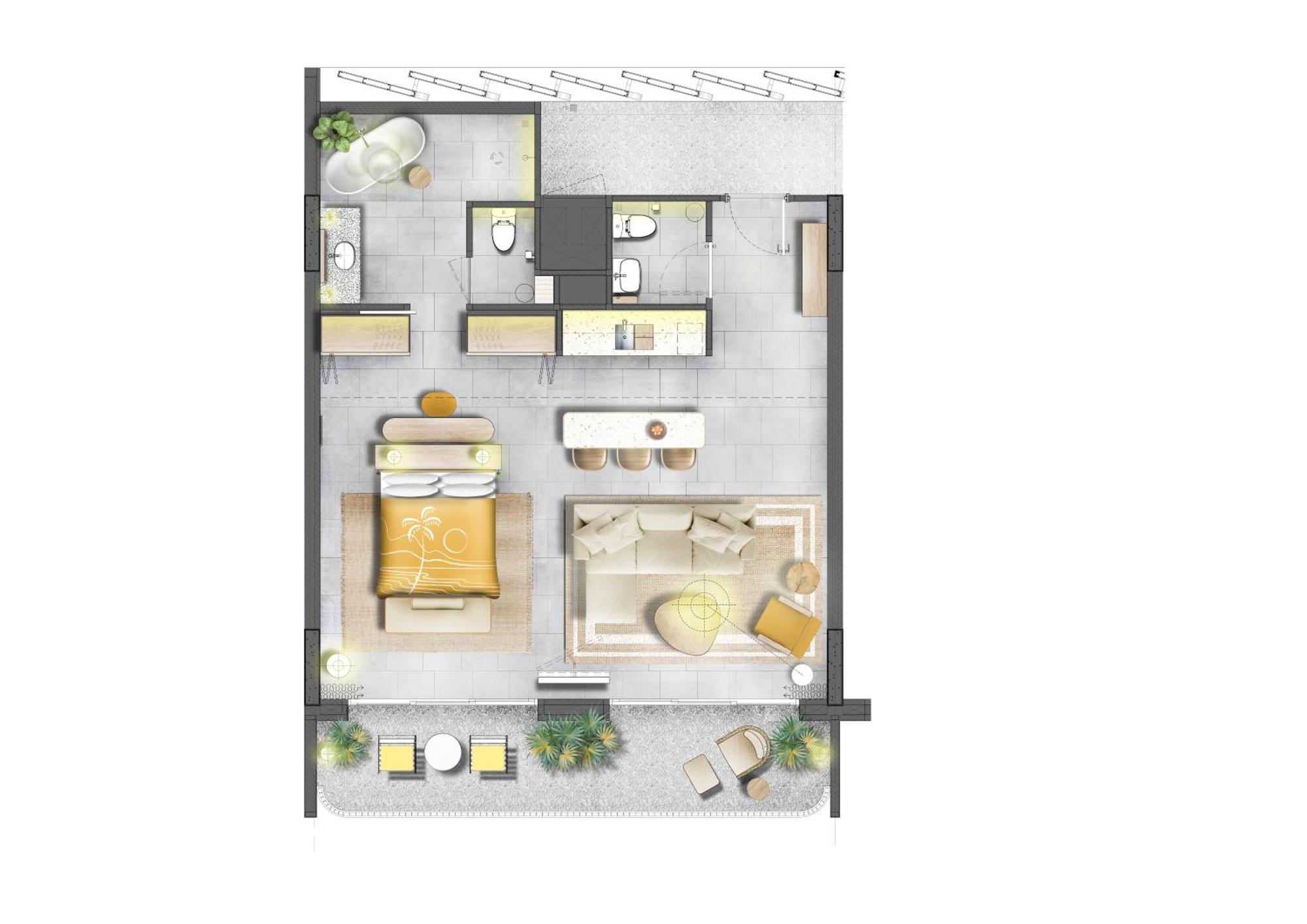 ホテル The Standard, ホアヒン郡 部屋 写真 A floor plan of a typical apartment
